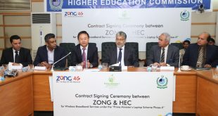 Picture  Zong CEO and Chiramn HEC at MoU Sigining