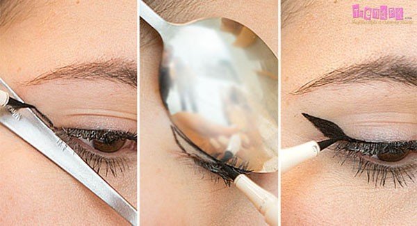 winged eyeliner spoon trick