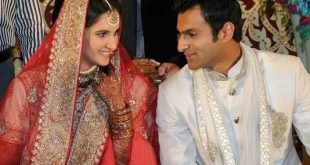 Pakistani cricket star Shoaib Malik with his wife, Indian tennis star Sania Mirza