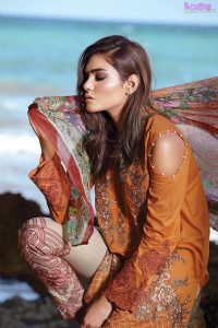 1585-BURNT-ORANGE EMBROIDERED LAWN UNSTITCHED 5,790