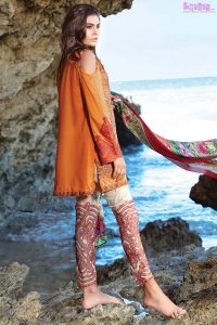 1585-BURNT-ORANGE EMBROIDERED LAWN UNSTITCHED 5,790