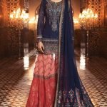 Unstitched MBROIDERED - Sapphire Blue & Coral (BD-1308)